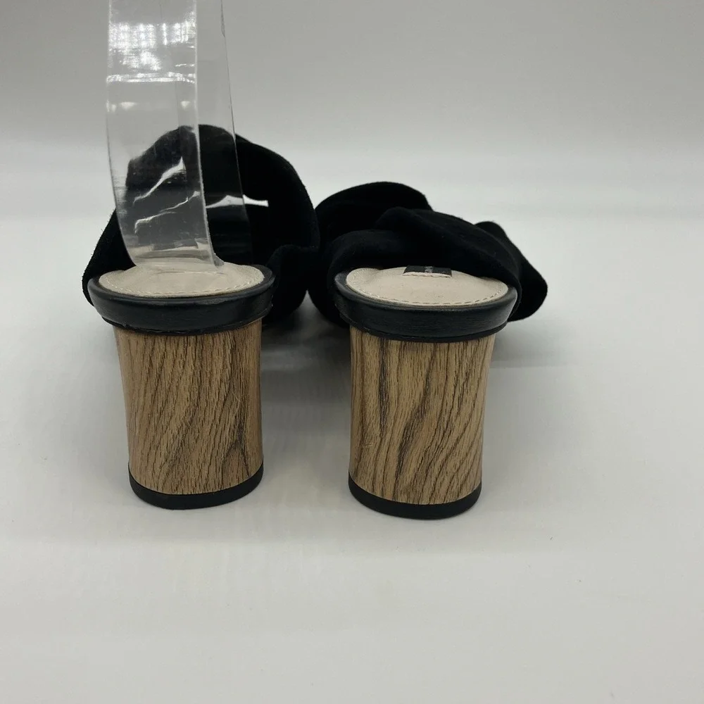 Sanctuary Sunset 2.0 Black Suede‎ Mule Wooden Block Heel Shoes 6M Luxury